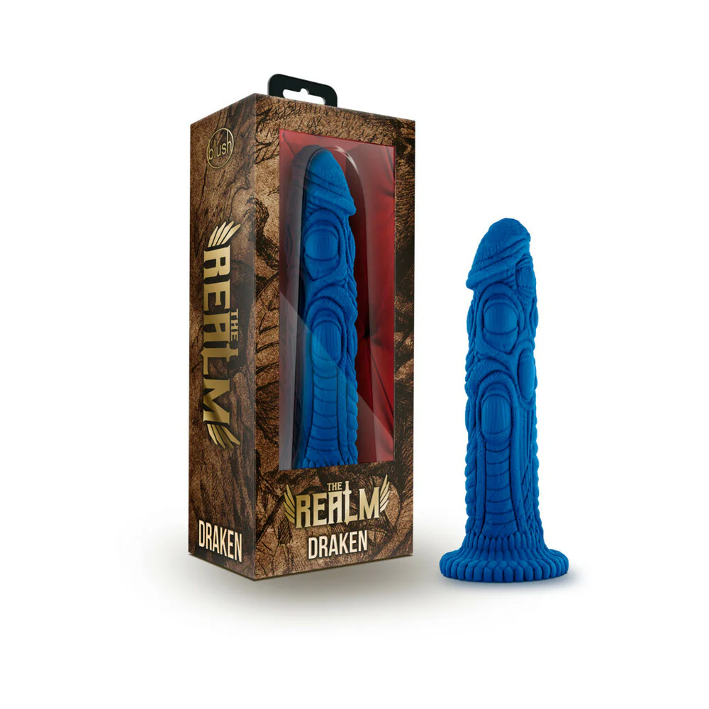 221370956.webp The Realm Draken 7.5 in. Silicone Lock On Fantasy Dildo Blue