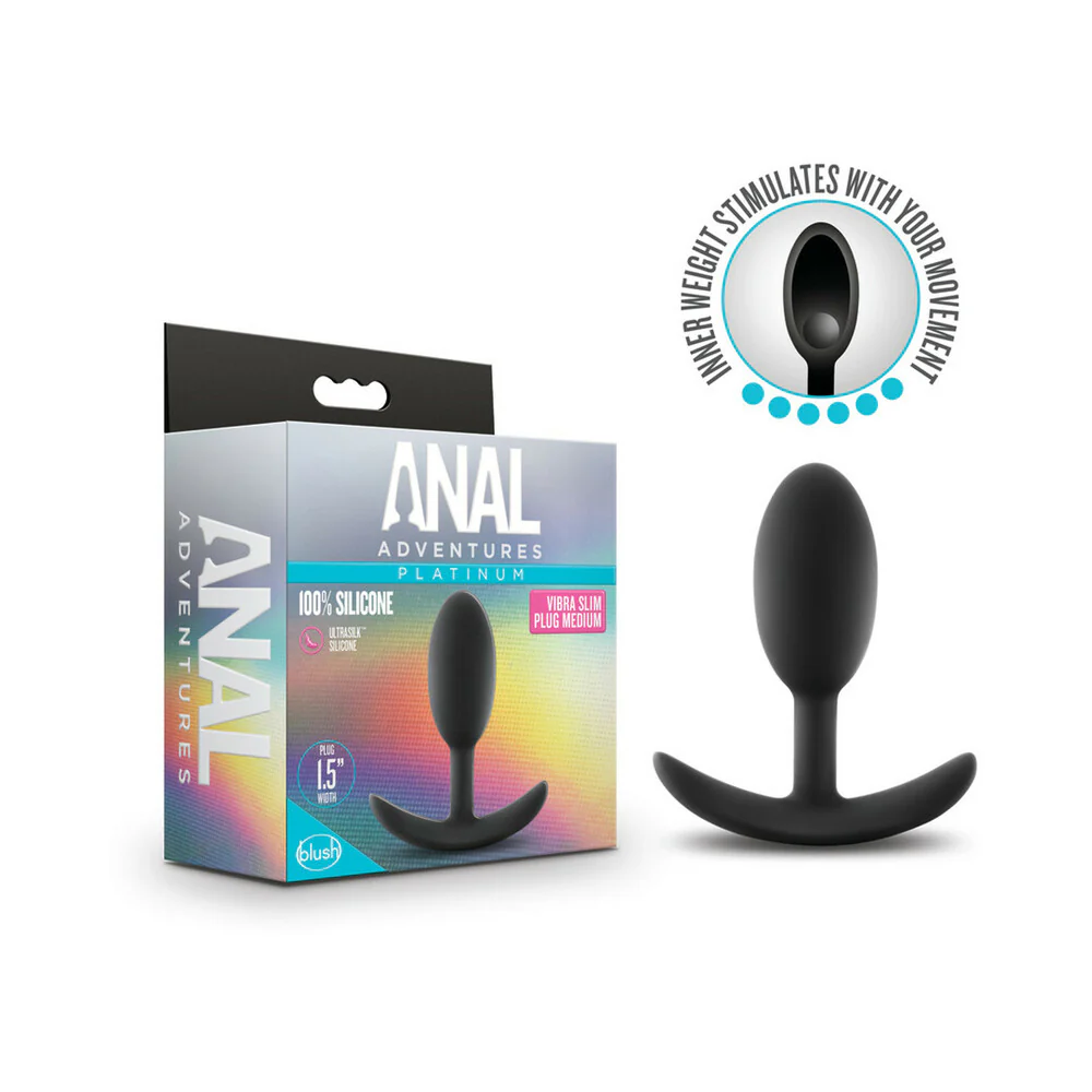 221371232.webp Anal Adventures Platinum Silicone Weighted Vibra Slim Plug Medium Black