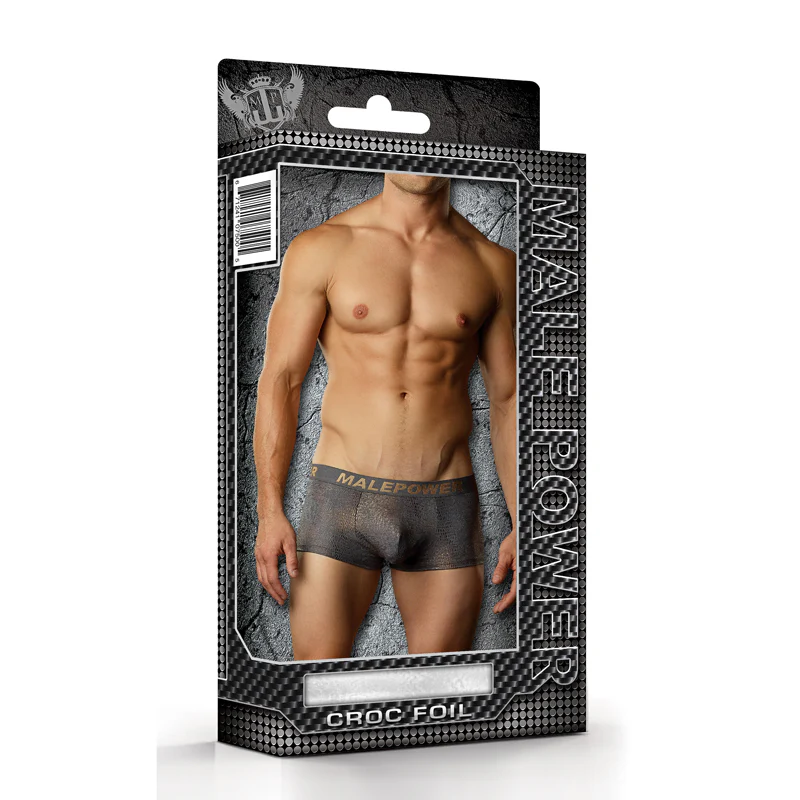221371701.webp Male Power Croc Foil Mini Pouch Short Grey Sml