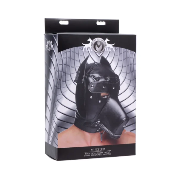 Master Series Muzzled Universal BDSM Hood with Removeable Muzzle