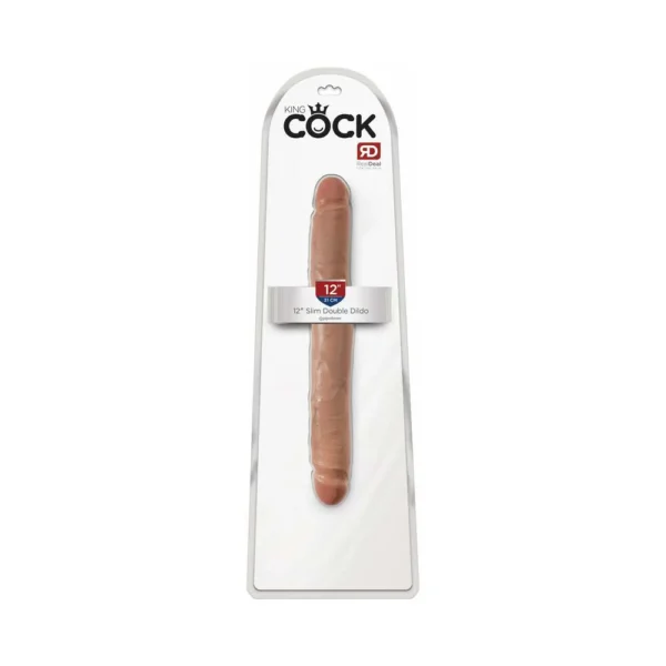 King Cock 12 in. Slim Double Dildo Realistic Tan