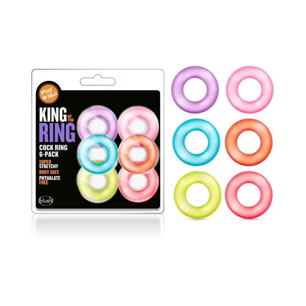 221372821.webp Play with Me King of the Ring Cockring 6-Pack Assorted Colors