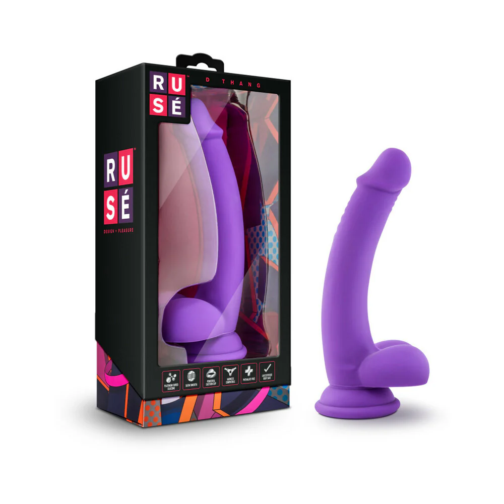 221373652.webp Ruse D Thang Semi-Realistic 7.75 in. Silicone Dildo with Balls Purple