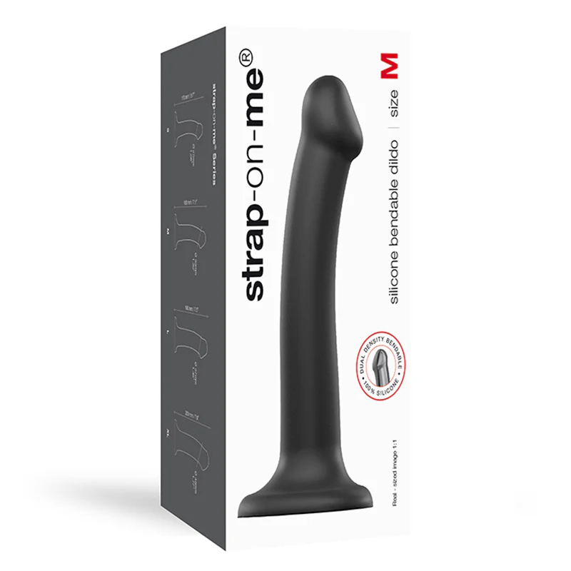 221374057.webp Strap-On-Me Bendable Dual-Density Silicone Suction Cup Dildo Black M
