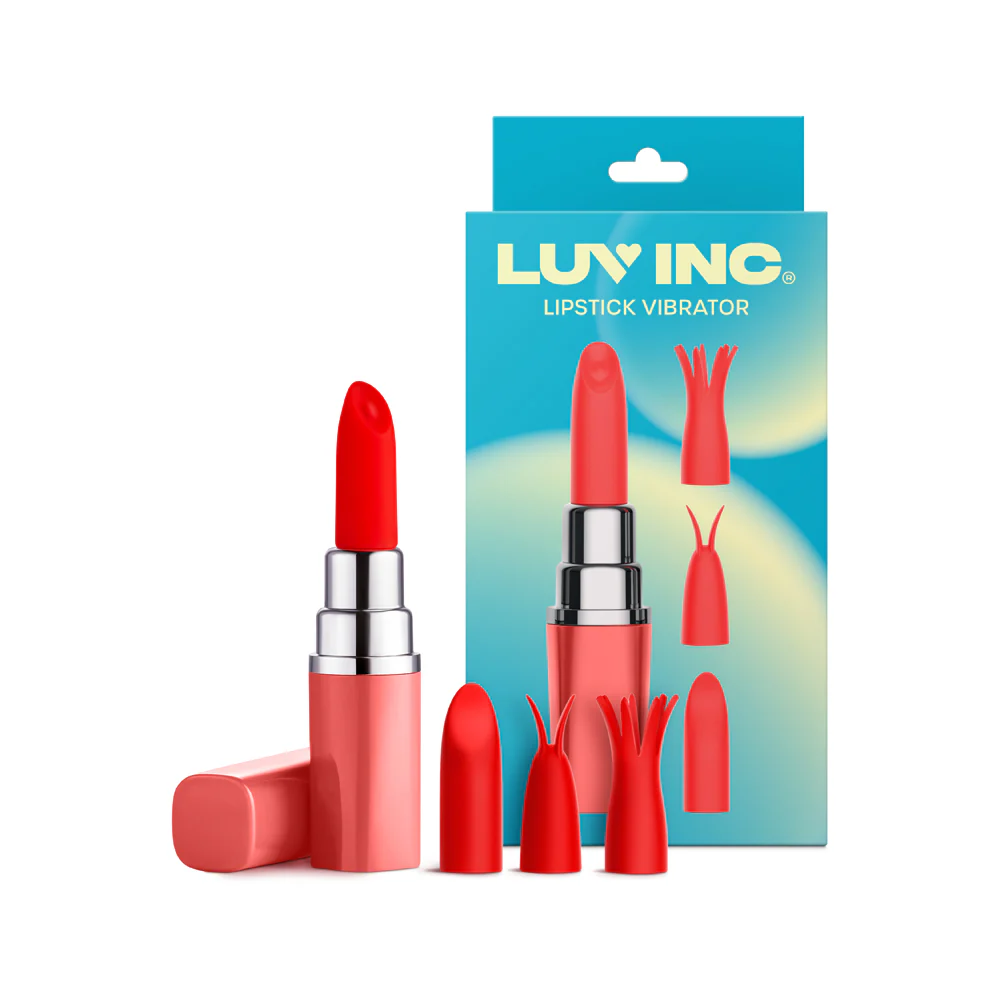 221391002.webp Luv Inc Lv57 Lipstick Vibrator Rechargeable Silicone Discreet Bullet with 3 Attachments Coral