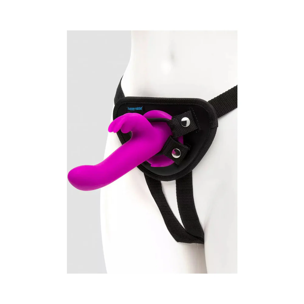 221391948.webp Happy Rabbit Rechargeable Silicone Vibrating Strap-On Harness Set Purple