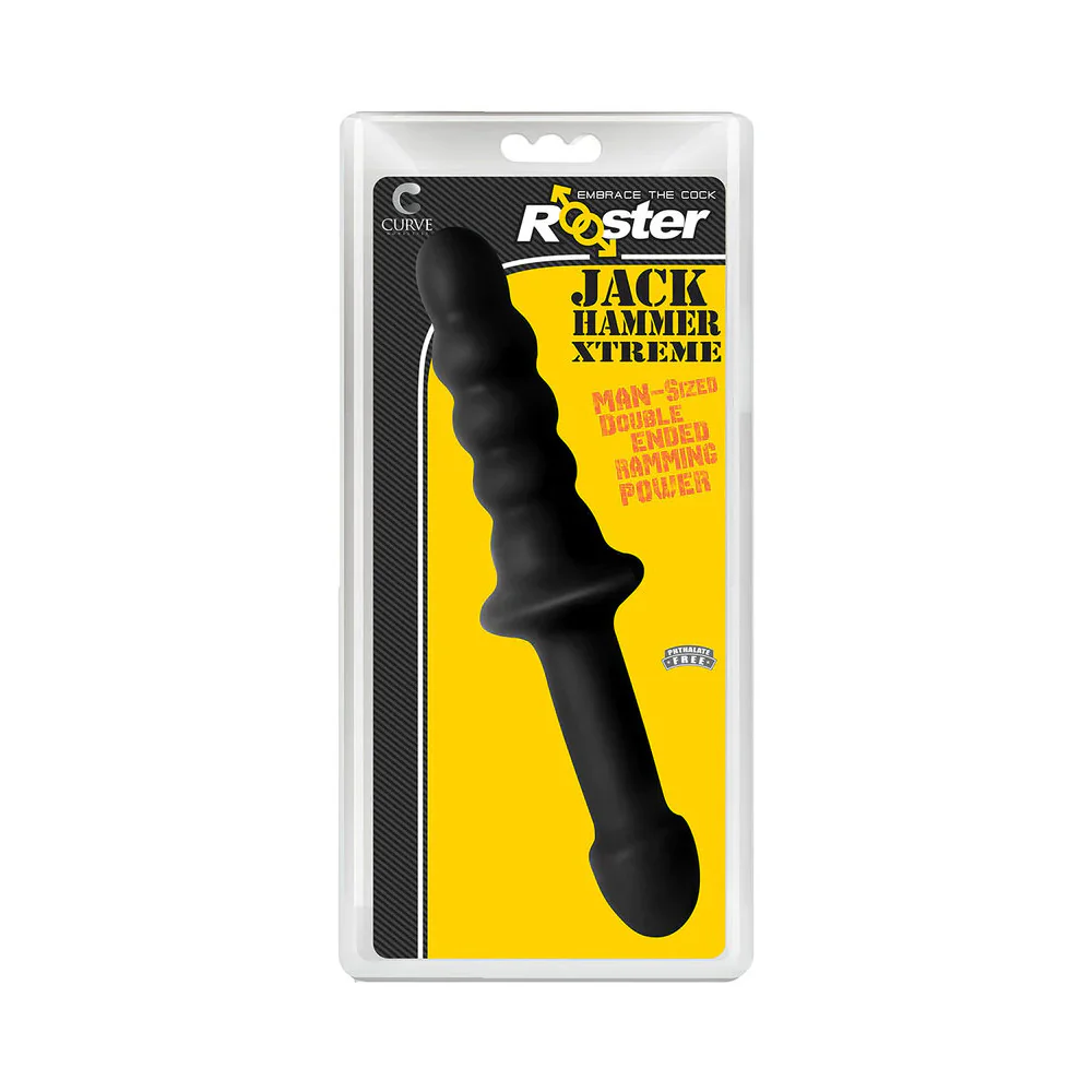 221392078.webp Curve Toys Rooster Jackhammer XL 11.5 in. Rippled Dildo with Insertable Handle Black
