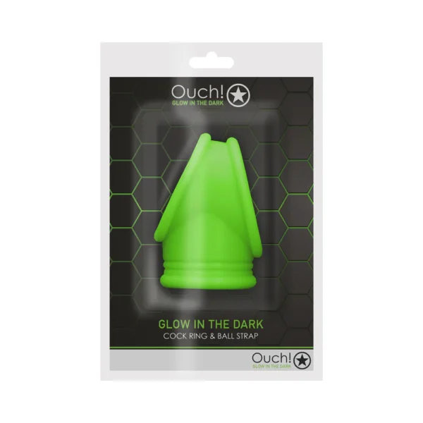 Ouch! Glow in the Dark Cockring & Ball Sling Neon Green