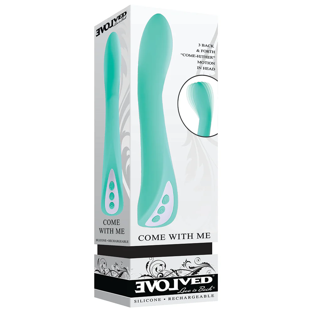 Evolved Come With Me Rechargeable ‘Come Hither’ Silicone Vibrator Green