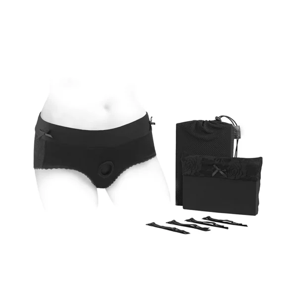 Fantasy Lingerie Curve Krista Strappy Harness Teddy with Snap Closure Black 1XL/2XL