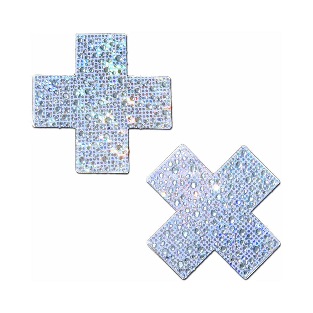 221395434.webp Pastease Crystal Sparkling Crosses Pasties Silver