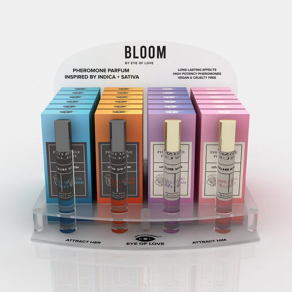 Eye of Love Bloom Pheromone 10 ml Display 4×6 Prepack with Testers – Acrylic