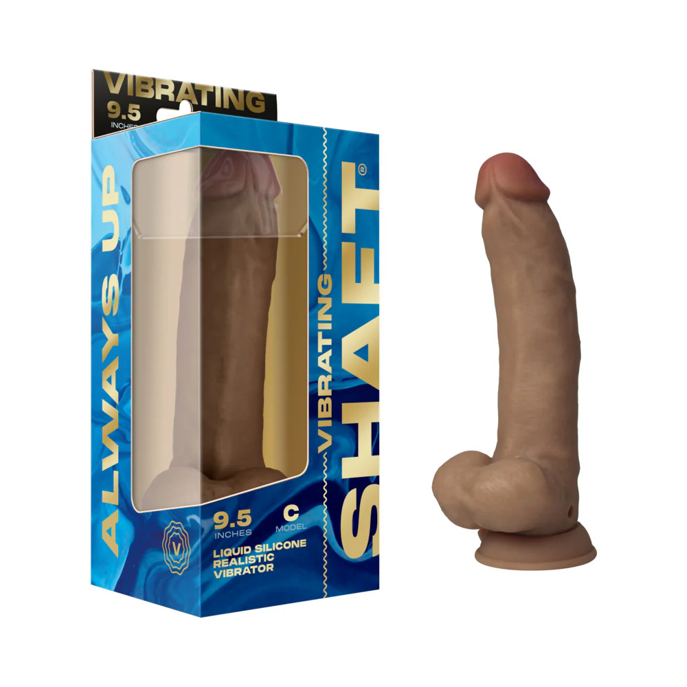 221399721.webp Shaft Vibrating Model C: 9.5 in. Dual Density Silicone Dildo Oak