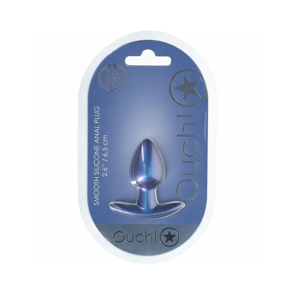 Ouch! Smooth Silicone Anal Plug Small 2.6 in. Metallic Blue