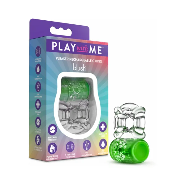 Play With Me Pleaser Rechargeable C-Ring Neon Green
