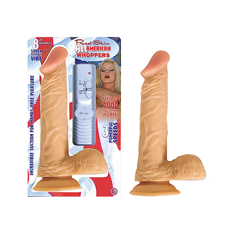 All American Whoppers 8in. Vibrating Dong with Balls