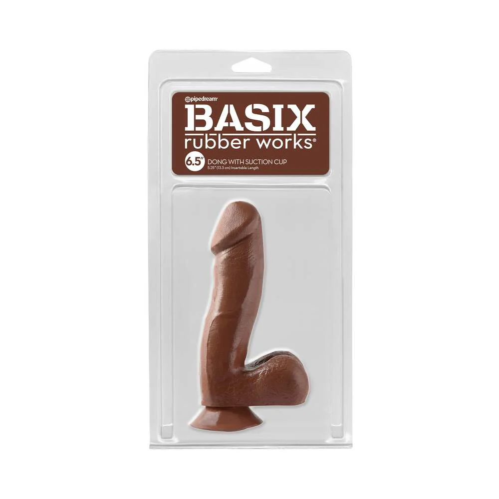221496015.webp Basix Rubber Works 6.5 in. Dong With Balls & Suction Cup Brown
